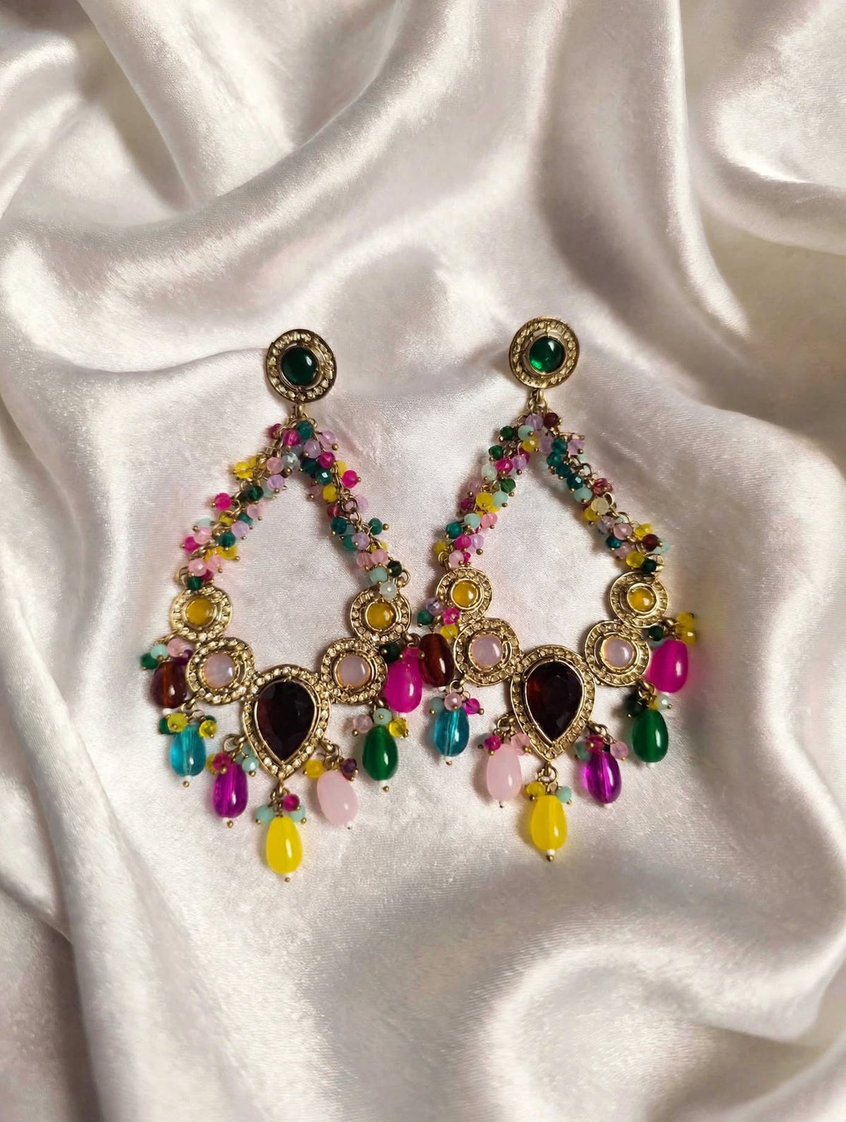 Multicolor Crystal Beaded Earrings
