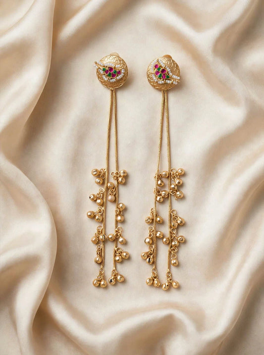 Multicolor Enamel Long Tassel Earrings
