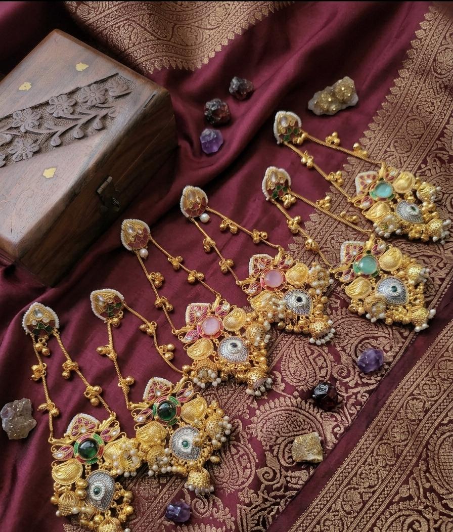 Rivaa Vasundhara Peacock Kundan Jhumki Statement Earrings