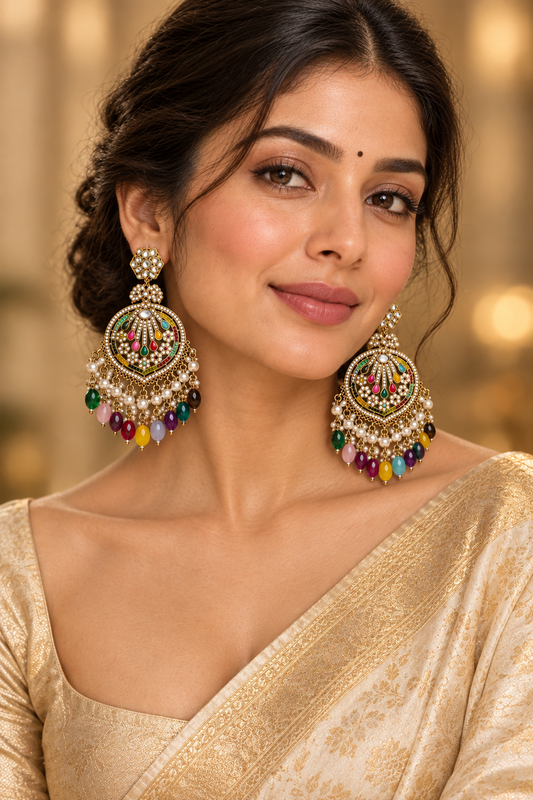 Multicolor Chandbali Earrings