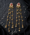 Rivaa Gulnaar Kundan Jhumki Chain Tassel Earrings
