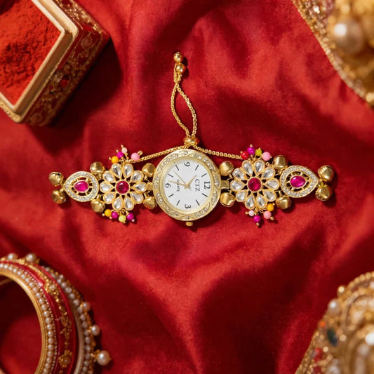 Red Blossom Kundan Watch