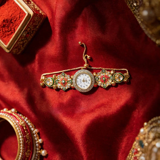Multicolor Kundan Link Watch
