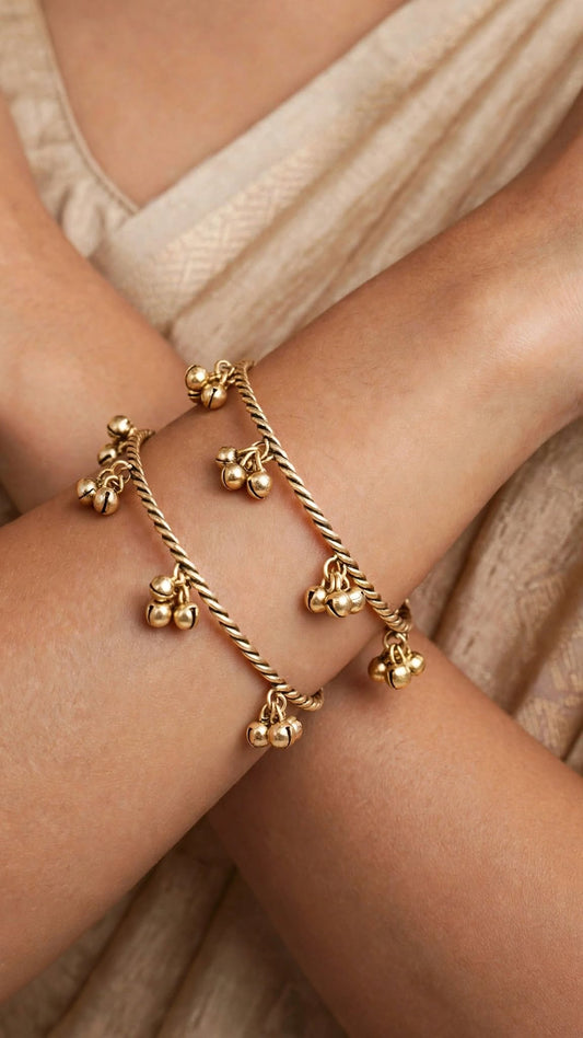 Golden Ghungroo Open Cuff Bangles