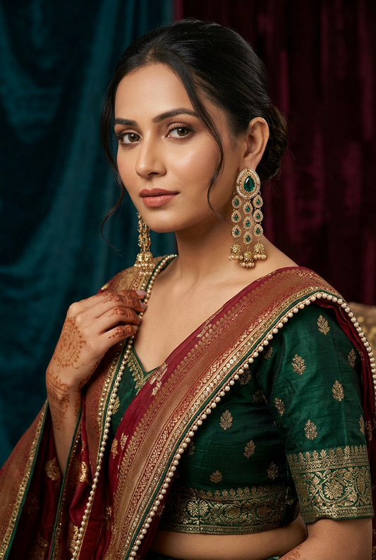 Teal Blue Cascade Jhumki Earrings