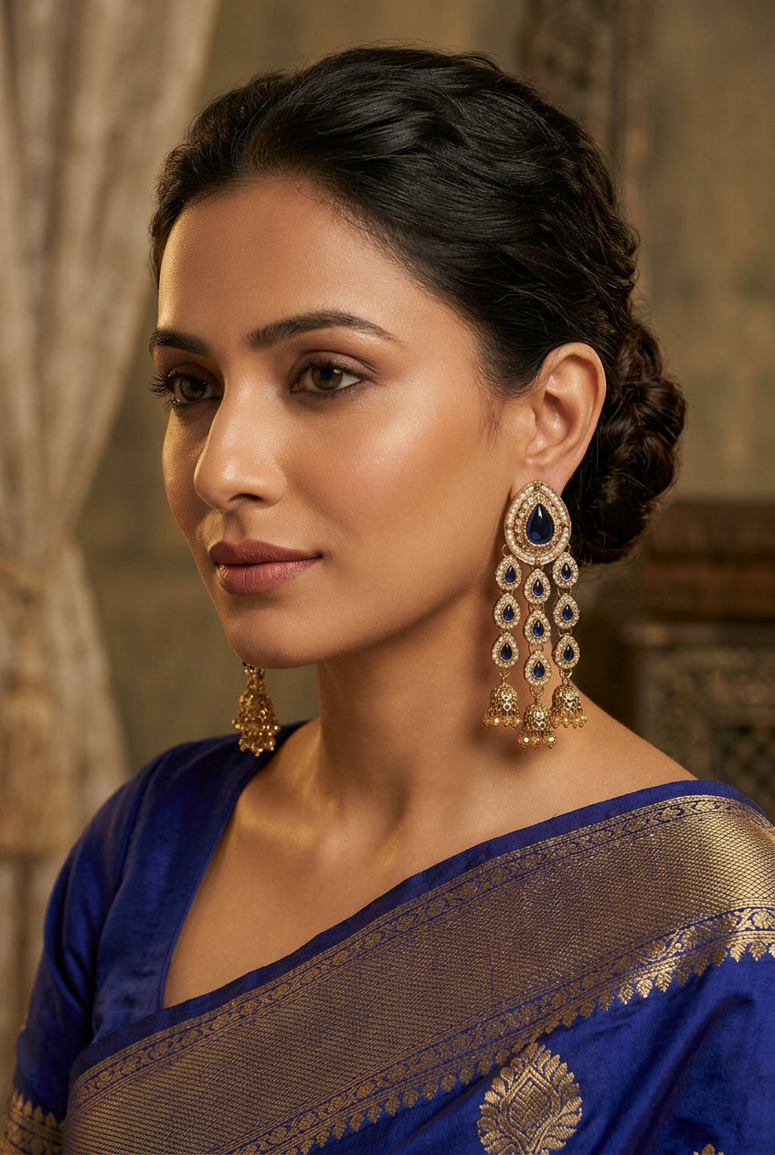 Navy Blue Cascade Earrings