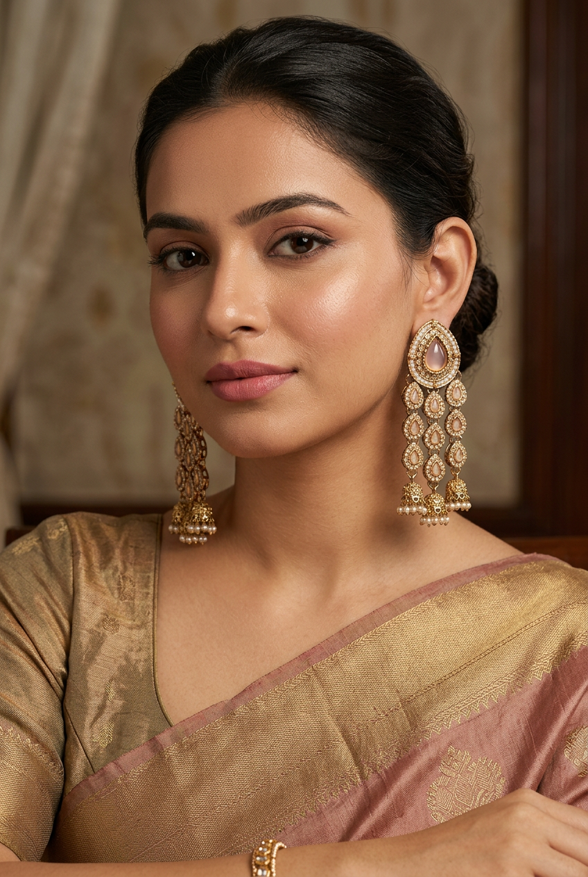 Dusty Rose Pink Cascade Earrings